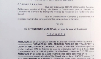 El Intendente llam a Licitacin Pblica para el servicio de transporte