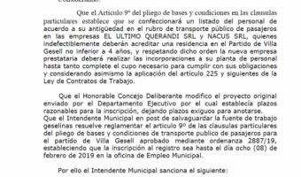 EL INTENDENTE AMPLI EL PLAZO DE INSCRIPCIN AL REGISTRO DE TRABAJADORES DE LA LICITACIN DEL TRANSPORTE PBLICO