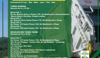 NUEVOS HORARIOS DE RECOLECCIN DE RESIDUOS