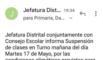 SE SUSPENDEN LAS CLASES DEL TURNO MAANA