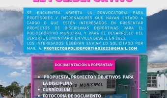 SE ABRE LA CONVOCATORIA A PROFESORES Y ENTRENADORES PARA LAS ACTIVIDADES DEL 2023