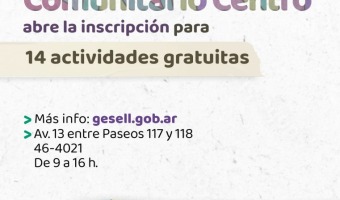 INSCRIBITE A LAS ACTIVIDADES DEL CENTRO COMUNITARIO CENTRO