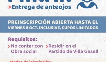 PROGRAMA MIRAR: SE HAR UNA PREINSCRIPCIN PARA LA ENTREGA DE ANTEOJOS