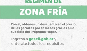 ABIERTA LA INSCRIPCIN AL RGIMEN DE ZONA FRA EN VILLA GESELL