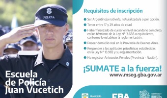 ABRIERON LAS INSCRIPCIONES DE LA ESCUELA DE POLICA JUAN VUCETICH 2024
