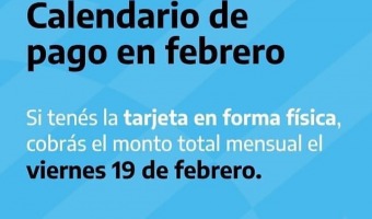 TARJETA ALIMENTAR: CRONOGRAMA DE ACREDITACIN DE FEBRERO