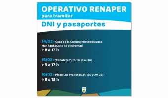 NUEVAS FECHAS Y HORARIOS DEL OPERATIVO DNI
