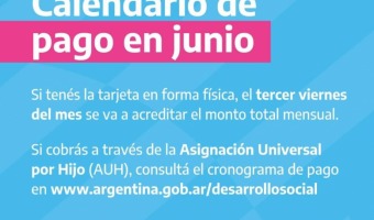 TARJETA ALIMENTAR: NUEVO CRONOGRAMA DE PAGO