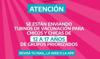 LA PROVINCIA ENVI TURNOS PARA CHICOS Y CHICAS DE 12 A 17 AOS DE GRUPOS PRIORIZADOS