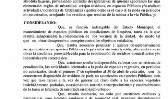 ORDENANZA N 2160: SE RECUERDA A LA COMUNIDAD QUE EST PROHIBIDO ARROJAR RESIDUOS A LA VA PBLICA